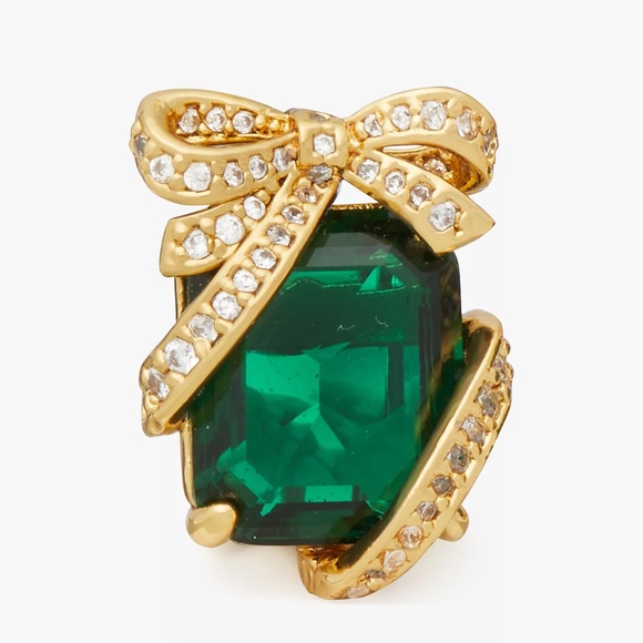 ♠️Kate Spade Pave Emerald Present Studs Earrings, Green NWT - Picture 4 of 8